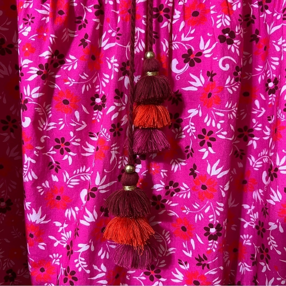 Figue | Bella Dress Tiered Popover Mini Dress Smocked Sleeve Pink Floral Size S - Picture 8 of 15